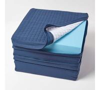 Homescapes Navy Quilted Cotton 3 Seater Orthopaedic Booster Cushion Cover