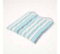 Homescapes Seat Pad New England Stripe 100% Cotton Button Straps 40 x 40 cm Blue One Size