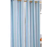 HOMESCAPES New England Stripes - Blue Navy White - Eyelet Curtain Pair 137cm (54") Wide x 228cm (90") Drop 100% Cotton Ring Top Striped Curtains