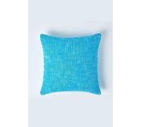 HOMESCAPES Teal Blue 18 x 18 Inch Nirvana Pure Slub Cotton Cushion Cover Coordinating with Matching Throws and Bedspreads