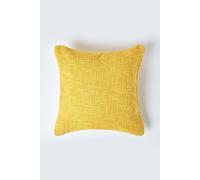 HOMESCAPES Yellow Ochre 24 x 24 Inch Nirvana Pure Slub Cotton Cushion Cover Coordinating with Matching Throws and Bedspreads