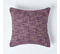 HOMESCAPES Mauve Dark Purple 24 x 24 Inch Nirvana Pure Slub Cotton Cushion Cover Coordinating with Matching Throws and Bedspreads
