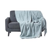 Homescapes Nirvana Slub Cotton Throw in Grey | Size: 150 cm x 200 cm Homescapes Grey 150 cm x 200 cm