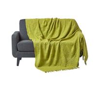 Homescapes Nirvana Slub Cotton Lime Green Throw, 225 X 255 Cm