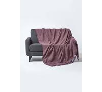 Homescapes Nirvana Slub Cotton Throw In Mauve Mauve