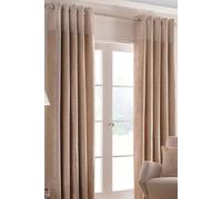Homescapes Nova Modern Shimmer Heavy Weight Eyelet Curtain Pair In Beige Beige 117cm width x 137cm drop