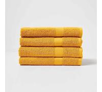 HOMESCAPES Ochre Yellow Turkish Cotton Set of 4 Bath Towels Super Soft Thick & Absorbent 500 GSM Towel Heavy Weight for everyday Luxury
