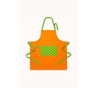HOMESCAPES - Pure Cotton Unisex Apron with Pocket - Stars - Lime Green Orange - 80 x 85 cm - Fully Coordinated Washable Kitchen Linen