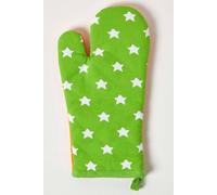 HOMESCAPES - Pure Cotton Oven Glove - Stars - Lime Green Orange - 18 x 32 cm - Fully Coordinated Washable Kitchen Linen