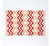 Homescapes Bath Mat Super-Absorbent 100% Cotton Chevron Non-Slip Latex 50×80cm Burnt Orange & Yellow