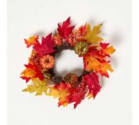 Homescapes Orange Autumn Wreath With Pumpkins