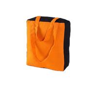 HOMESCAPES Orange Black Cotton Large Designer Tote Bag with Zipper & Internal Pockets Solid Orange & Black Design Shopping or Shoulder Bag 27 x 32 x 11 cm