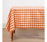 Homescapes Orange Block Check Cotton Gingham Tablecloth 137 X 228 Cm