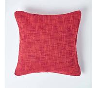 HOMESCAPES Orange Red Terracotta 24 x 24 Inch Nirvana Pure Slub Cotton Cushion Cover Coordinating with Matching Throws and Bedspreads