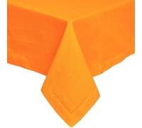 HOMESCAPES Orange Table Cloth, Plain Cotton Tablecloth, Extra Large Rectangular, Handcrafted & Durable Dining Table Cover with Hem Stitch, Hypoallergenic, Washable, 178 x 300cm