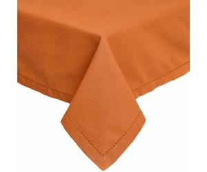 HOMESCAPES Orange Table Cloth, Plain Cotton Tablecloth, Large Rectangular, Handcrafted & Durable Dining Table Cover with Hem Stitch, Hypoallergenic, Washable, Burnt Orange - 137 x 228cm