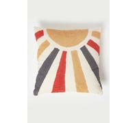 Homescapes Orange & Yellow Sunshine Tufted Cotton Cushion Multi 45cm x 45cm