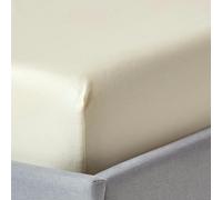 HOMESCAPES Organic 400 TC Egyptian Cotton Sateen Fitted Sheet - 30 cm Deep - Cream - Double