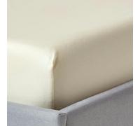 HOMESCAPES Organic 400 TC Egyptian Cotton Sateen Fitted Sheet - 30 cm Deep - Cream - King