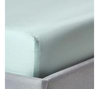 HOMESCAPES Organic 400 TC Egyptian Cotton Sateen Fitted Sheet - 30 cm Deep - Duck Egg Blue - Small Double