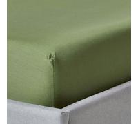 HOMESCAPES Organic 400 TC Egyptian Cotton Sateen Fitted Sheet - 30 cm Deep - Moss Green - Small Double