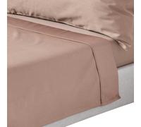 HOMESCAPES Brown Pure Organic Cotton Flat Sheet Super King Size 400TC 600 Thread Count Equivalent Bed Sheet