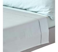 HOMESCAPES Organic 400 TC Egyptian Cotton Sateen Flat Sheet - Duck Egg Blue - Single