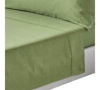 HOMESCAPES Green Pure Organic Cotton Flat Sheet Super King Size 400TC 600 Thread Count Equivalent Bed Sheet