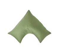 HOMESCAPES Moss Green Organic Cotton V-Shape Pillowcase 400TC 600 Thread Count Equivalent Pillow Case For Nursing Pregnancy and Elderly