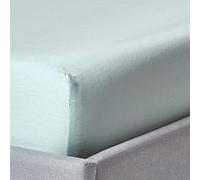 HOMESCAPES Organic Cotton Blue Fitted Sheet (12”) Super King Size 400TC 600 Thread Count Equivalent Bed Sheet with Fully Elasticated Skirt