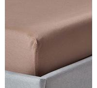Organic Cotton Fitted Sheet 12 inch 400 Thread Count Homescapes Brown Single Fitted