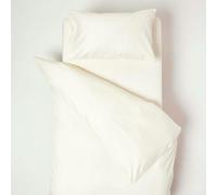 HOMESCAPES Cream Cot Bed Duvet Cover Set 120 x 150cm 100% Organic Cotton sateen Toddler Duvet Cover with Pillowcase Hypoallergenic Easy Care Children’s Bedding 400TC 600 Thread Count Equivalent
