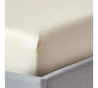 HOMESCAPES Organic Cotton Cream Fitted Sheet (12”) Super King Size 400TC 600 Thread Count Equivalent Bed Sheet with Fully Elasticated Skirt