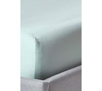 HOMESCAPES Organic Cotton Blue Extra Deep Fitted Sheet (18”) Super King Size 400TC 600 Thread Count Equivalent Bed Sheet with Fully Elasticated Skirt