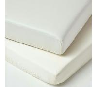 HOMESCAPES Organic Cotton Fitted Cot Sheets 400 Thread Count, 2 Pack - Cream