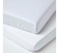 HOMESCAPES Organic Cotton Fitted Cot Sheets 400 Thread Count, 2 Pack - White
