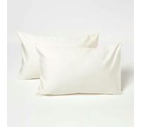 HOMESCAPES Organic Cotton Kids Pillowcases 40 x 60 cm 400 Thread Count, 2 Pack - Cream