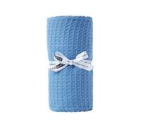 Homescapes Organic Cotton Waffle Baby Blanket Blue, 90 X 112 Cm