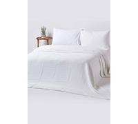 HOMESCAPES - 100% Organic Cotton Waffle Blanket - White - Double Bed Size 228 x 228 cm - Super Soft Combed Cotton Blanket Throw