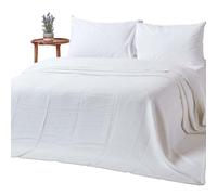 Homescapes Organic Cotton Waffle Blanket/ Throw White, 228 X 228 Cm