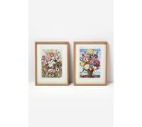 Homescapes Original Wall Decoration Botanical Flowers Set of Decorative Frames in Natural Homescapes Natural