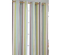 Homescapes Osaka Green Stripes Ready Made Eyelet Curtain Pair Green