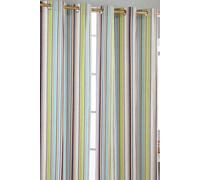 Homescapes Osaka Green Stripes Ready Made Eyelet Curtain Pair | Size: 140 cm width x 229 cm drop Homescapes Green 140 cm width x 229 cm drop