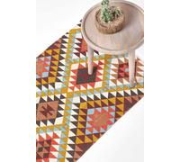 Homescapes Oslo Multi Coloured Cotton Diamond Pattern Hall Runner, 66 X 200 Cm Multi 66cm x 200cm