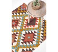 (160 x 230 cm) Oslo Orange, Brown and Yellow Multi Coloured 100% Cotton Diamond Pattern Rug
