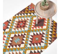 (90 x 150 cm) Oslo Orange, Brown and Yellow Multi Coloured 100% Cotton Diamond Pattern Rug