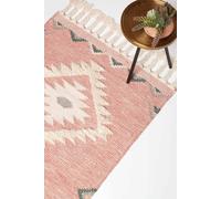 Homescapes Pali Pink Kilim Wool Rug Pink