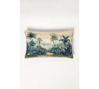 Homescapes Palm Sepia Boudoir Cushion 30 X 50 Cm Tropical In Blue Blue