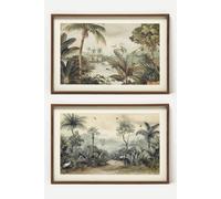 Homescapes Palm Sepia Wall Art, 40 X 60Cm, Set Of 2 In Red Red