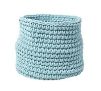 Homescapes Pastel Blue Cotton Knitted Round Storage Basket, 42 X 37 Cm